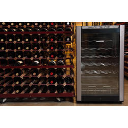 GRADE A2 - Light cosmetic damage - Samsung RW33EBSS1 Freestanding Single Zone Wine Cooler - Stainless Steel And Black