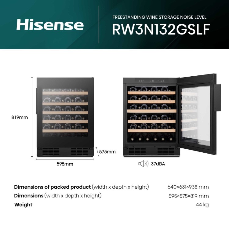 Refurbished Hisense 46 Bottle Freestanding Wine Cooler - Black
