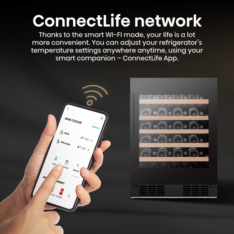 Refurbished Hisense 46 Bottle Freestanding Wine Cooler - Black