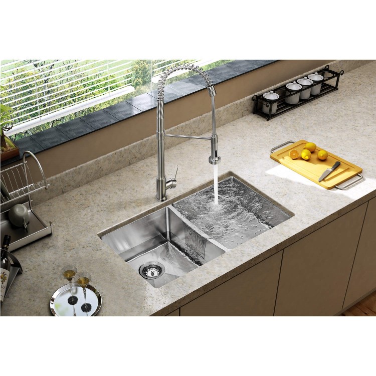 Taylor & Moore Royal Spring Neck Single Lever Stainless Steel Kitchen Tap with Pull out Nozzle Spray