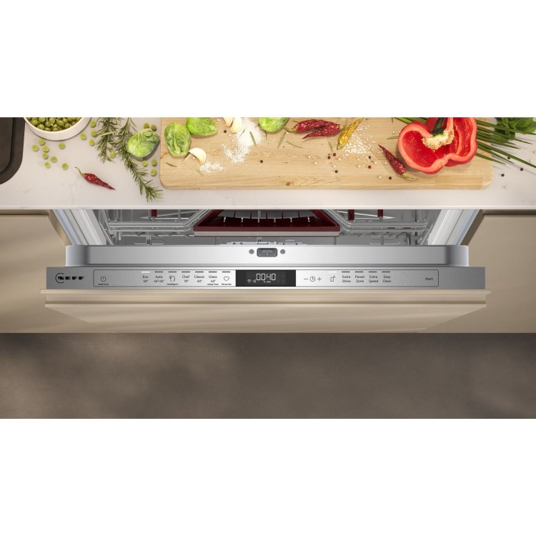Neff N70 Integrated Dishwasher -  Smart Wi-Fi D-Rated Silver control panel