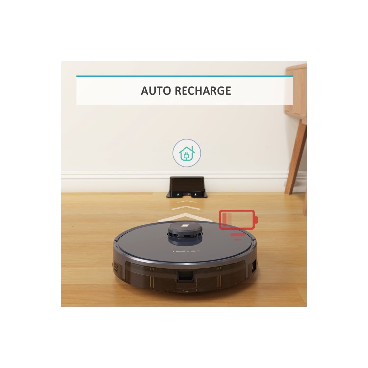 Tesvor S6-black Robot Vacuum Cleaner Laser Navigation 2700Pa Auto-Charging Floor Carpet Sweeping and Mopping
