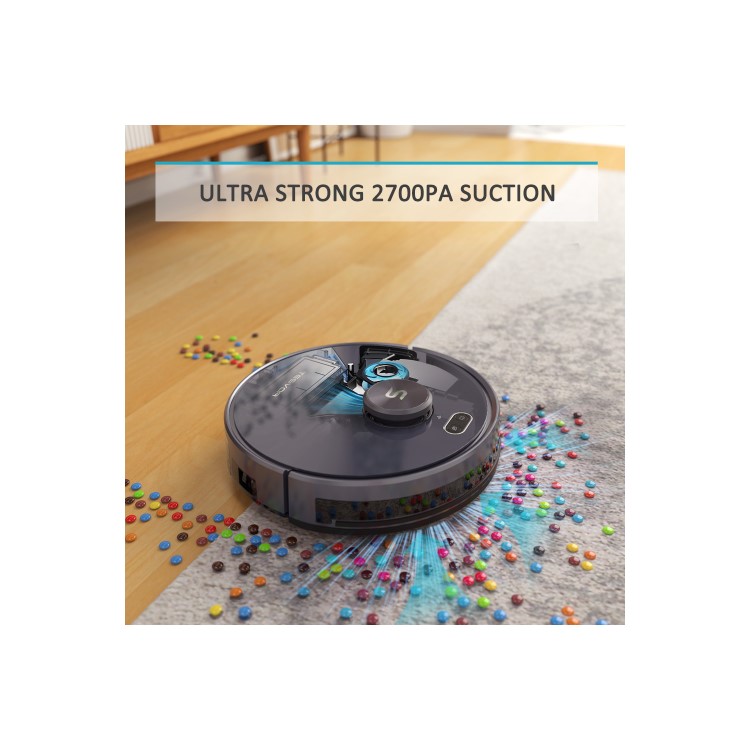 Tesvor S6-black Robot Vacuum Cleaner Laser Navigation 2700Pa Auto-Charging Floor Carpet Sweeping and Mopping