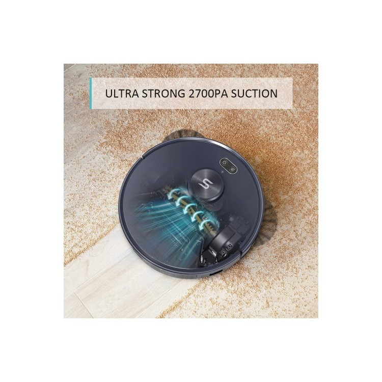 Tesvor S6-black Robot Vacuum Cleaner Laser Navigation 2700Pa Auto-Charging Floor Carpet Sweeping and Mopping