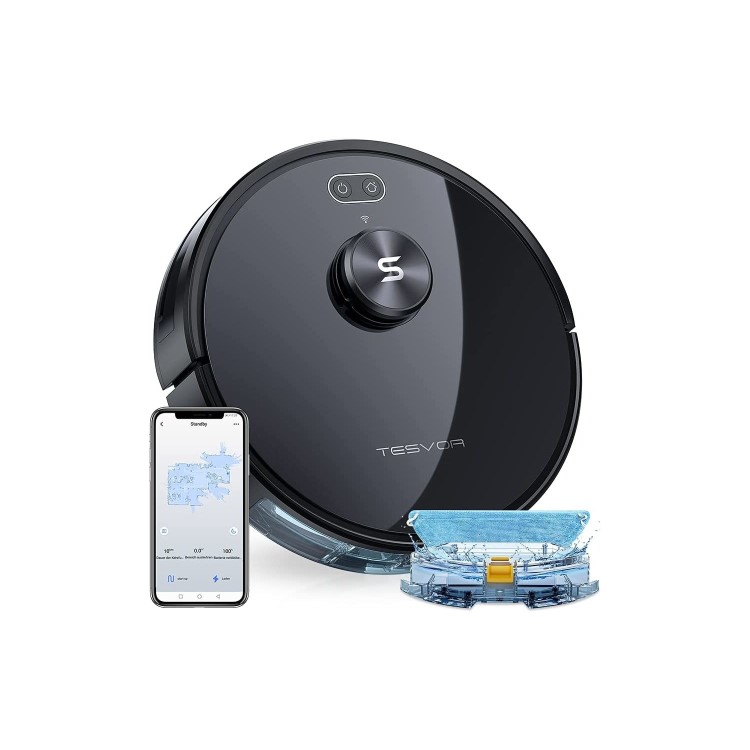 Tesvor S6-black Robot Vacuum Cleaner Laser Navigation 2700Pa Auto-Charging Floor Carpet Sweeping and Mopping