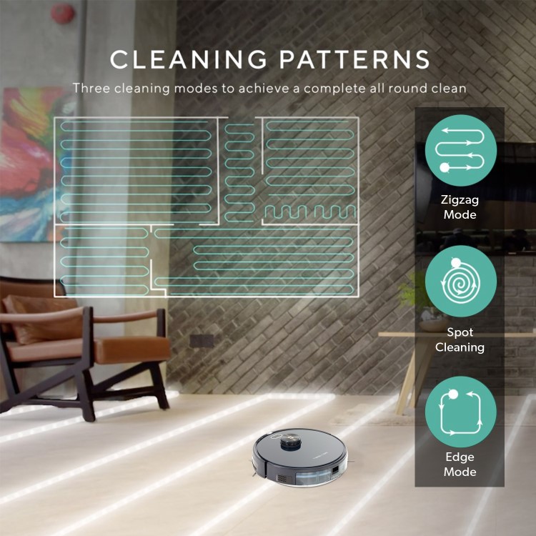 Tesvor S6-black Robot Vacuum Cleaner Laser Navigation 2700Pa Auto-Charging Floor Carpet Sweeping and Mopping