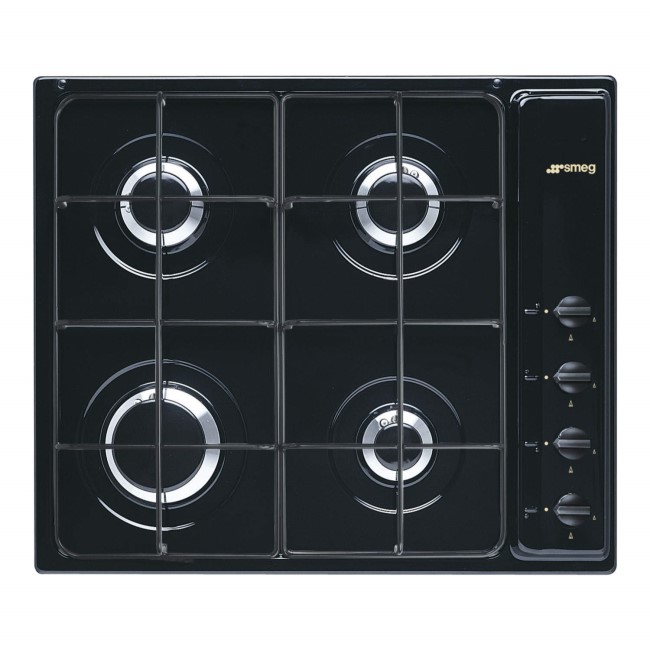 Smeg S64SN Cucina 60cm Black 4 Burner Gas Hob Appliances Direct