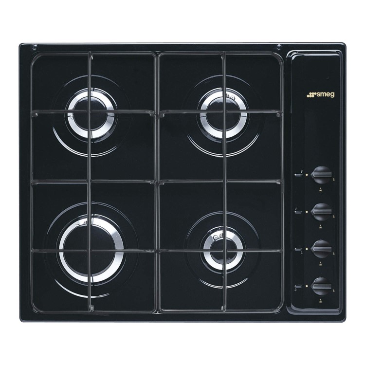 GRADE A2 - Smeg S64SN Cucina 60cm Black 4 Burner Gas Hob With New Style Controls