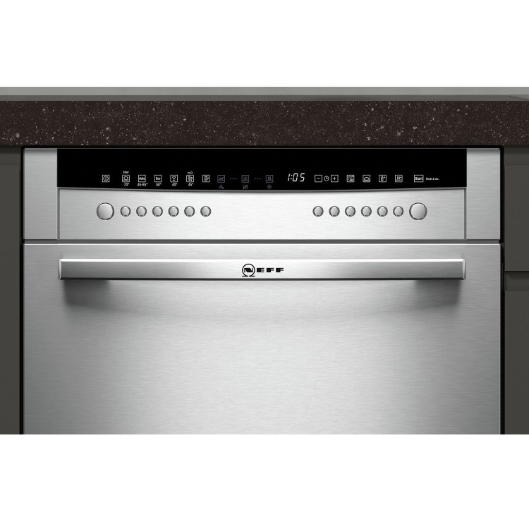 GRADE A1 - Neff S66M64M1EU 8 Place Semi Integrated Compact Dishwasher - Stainless Steel Door