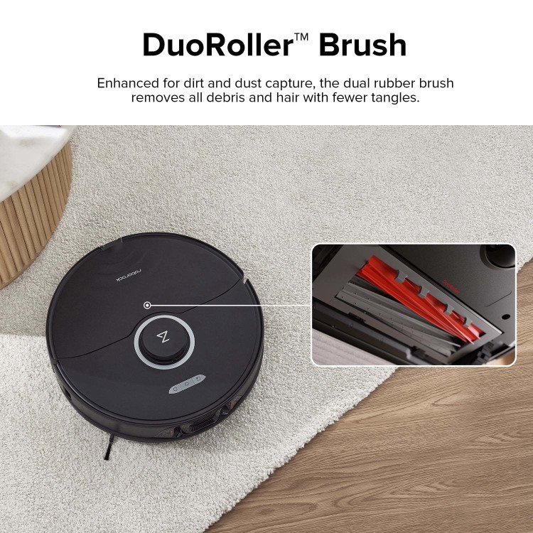 Roborock S8 Robot Vacuum Cleaner with DuoRoller Brush and VibraRise Mopping 6000Pa - Black