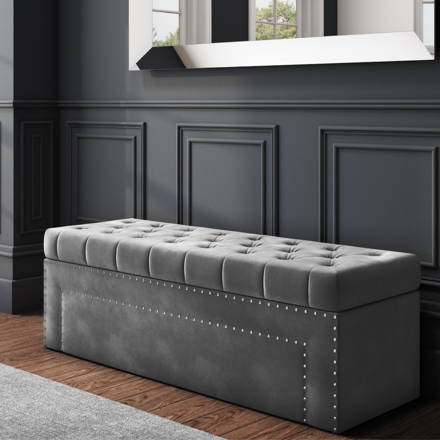 Safina Hall Storage Bench In Grey Bun Saf042 70722 5056096020434