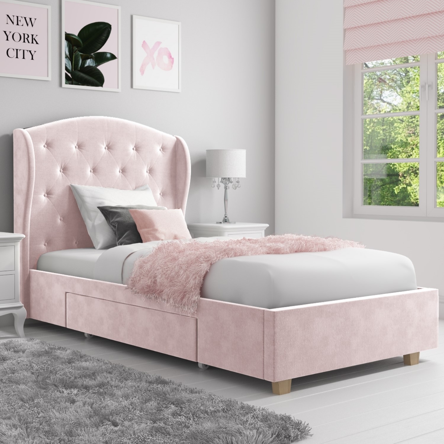 baby pink double bed