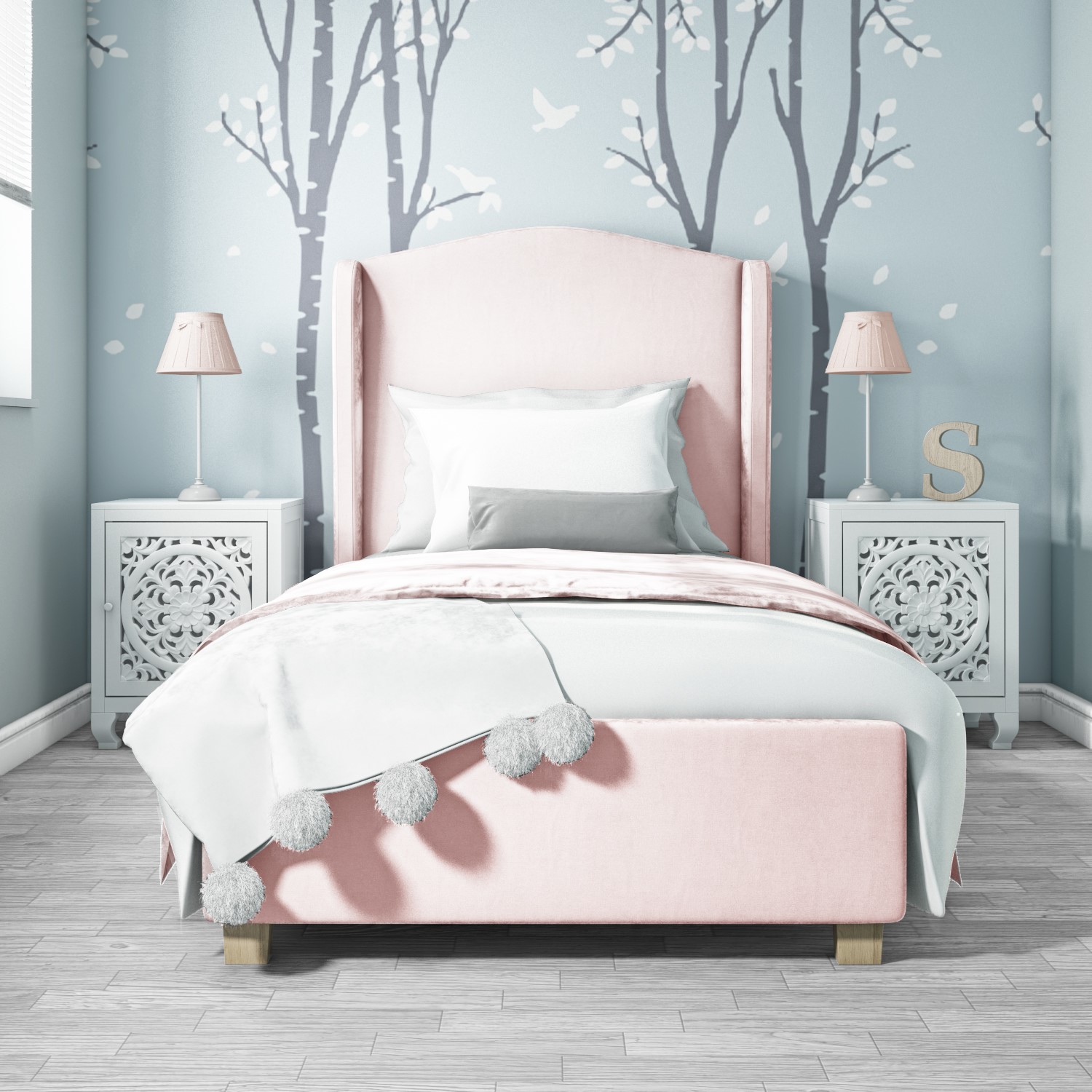 baby pink double bed