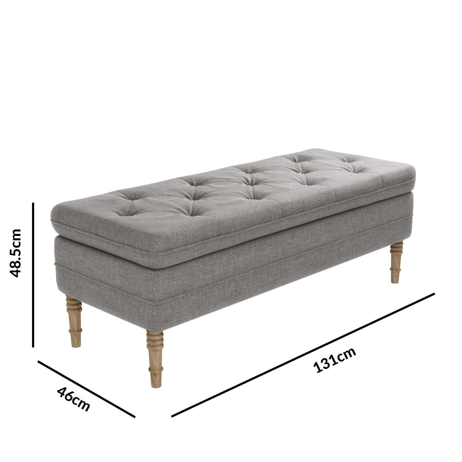 Safina Ottoman Storage Bench In Woven Light Grey Fabric Ebay