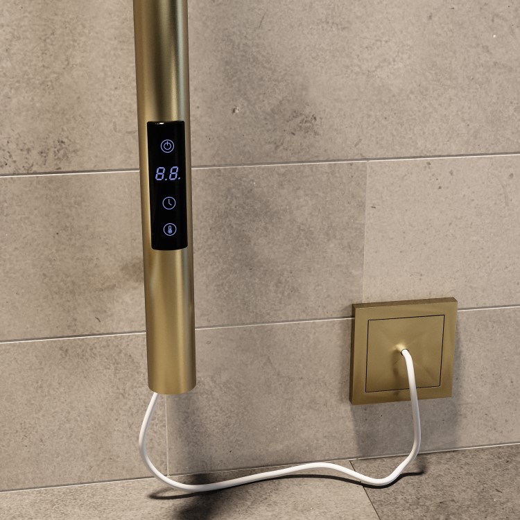 Brass Vertical Electric Towel Radiator 1600 x 73mm - Sagaro