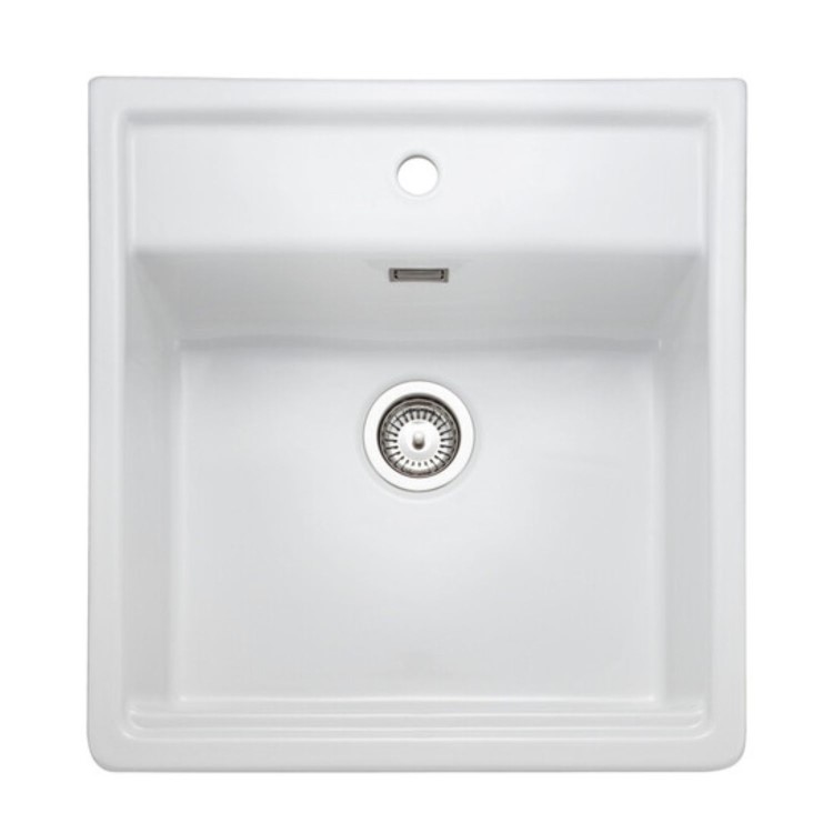 Rangemaster Sandwood Single Bowl Inset White Ceramic Kitchen Sink
