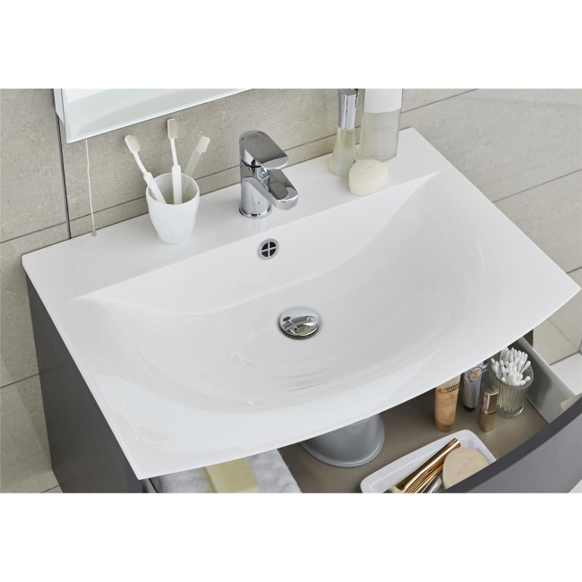 White Wall Hung Bathroom Vanity Unit & Basin - W712 x H430mm