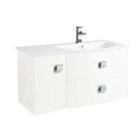 White Wall Hung Bathroom Vanity Unit & Basin Right Handed - W1012 x H428mm