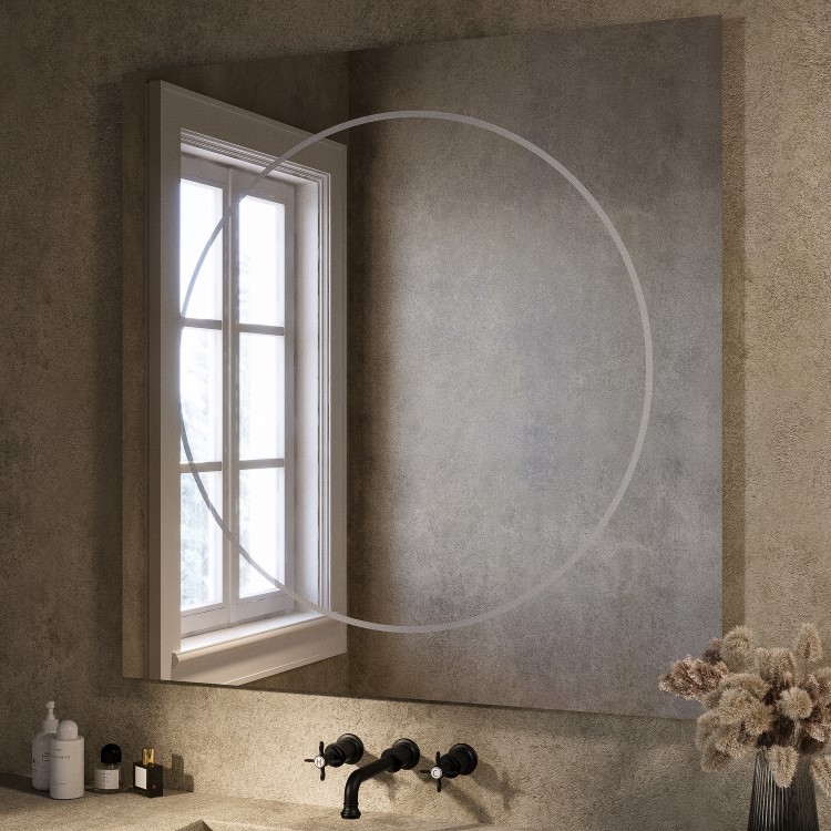 Square Front and Backlit Heated Bathroom Mirror with Lights 1000mm - Saturn