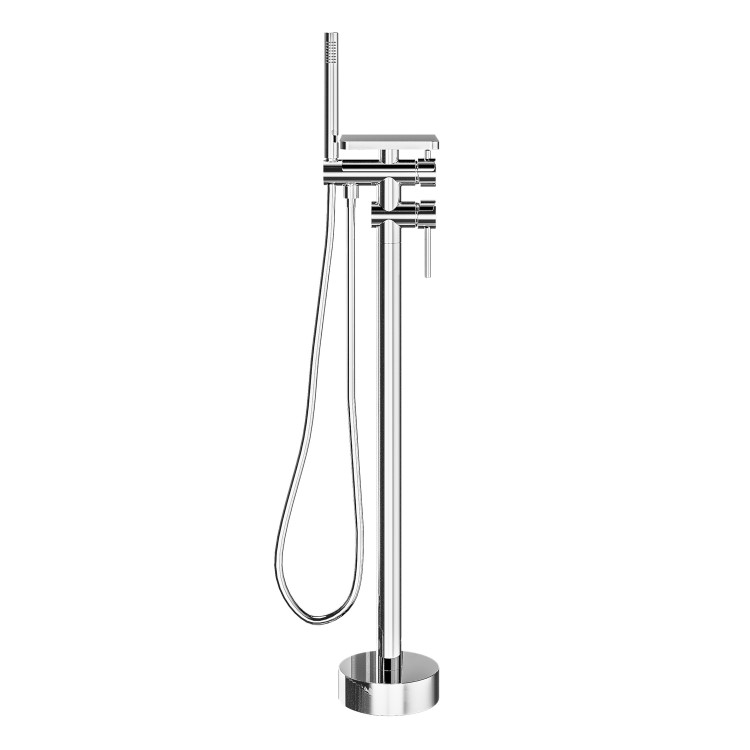 Chrome Freestanding Bath Shower Mixer with Shelf - Savannah