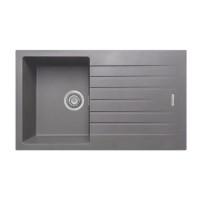 Single Bowl Grey Inset Granite Composite Kitchen Sink with Reversible Drainer - Enza