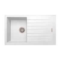 Single Bowl Inset White Granite Kitchen Sink with Reversible Drainer - Essence