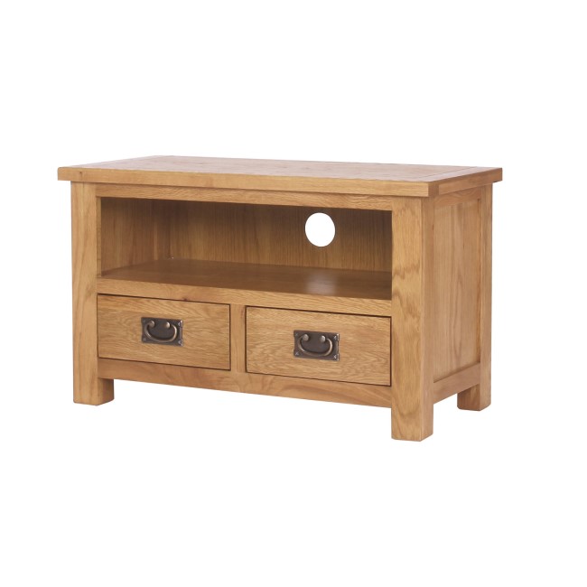 Rustic Saxon Small TV Unit in Solid Oak - TV's up to 31"
