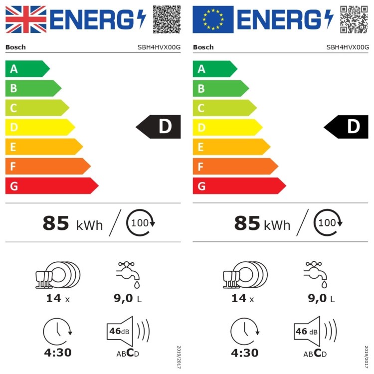 Refurbished Bosch Series 4 SBH4HVX00G 14 Place Fully Integrated Dishwasher