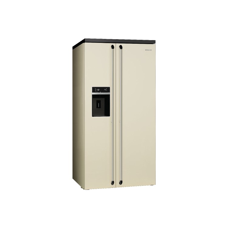 Smeg SBS963P 91cm Victoria Cream Freestanding Side by Side Fridge Freezer