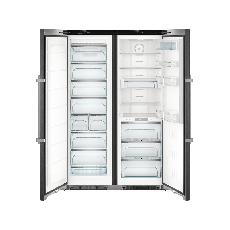 Liebherr SBSbs8673 BioFresh NoFrost Side-by-side American Fridge Freezer With Plumbed IceMaker - BlackSteel