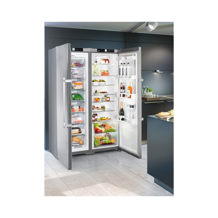GRADE A2 - Liebherr SBSef7242 Comfort Extra Efficient Side-by-side American Fridge Freezer - Silver With Stainless Steel Doors