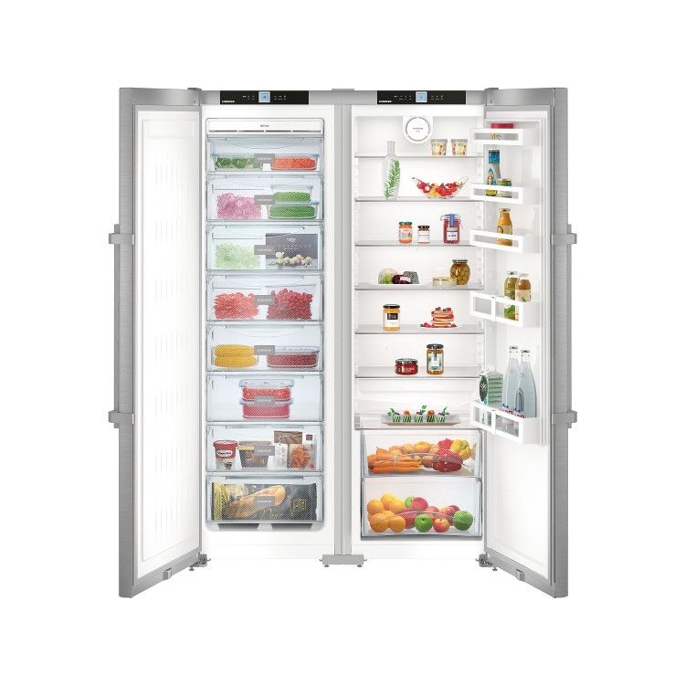 GRADE A2 - Liebherr SBSef7242 Comfort Extra Efficient Side-by-side American Fridge Freezer - Silver With Stainless Steel Doors