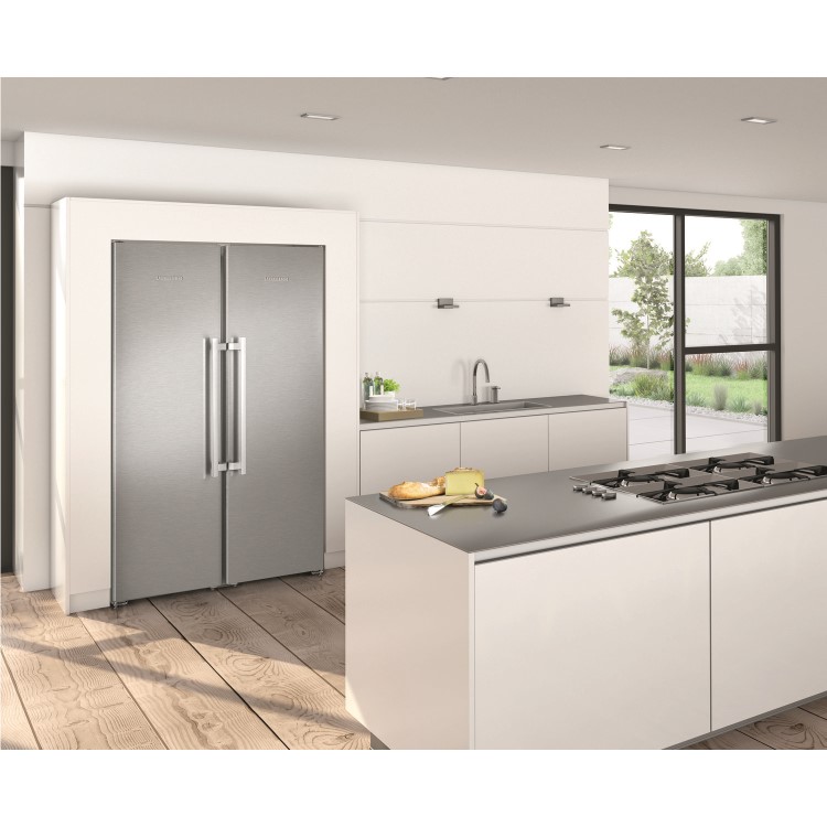 GRADE A2 - Liebherr SBSef7242 Comfort Extra Efficient Side-by-side American Fridge Freezer - Silver With Stainless Steel Doors