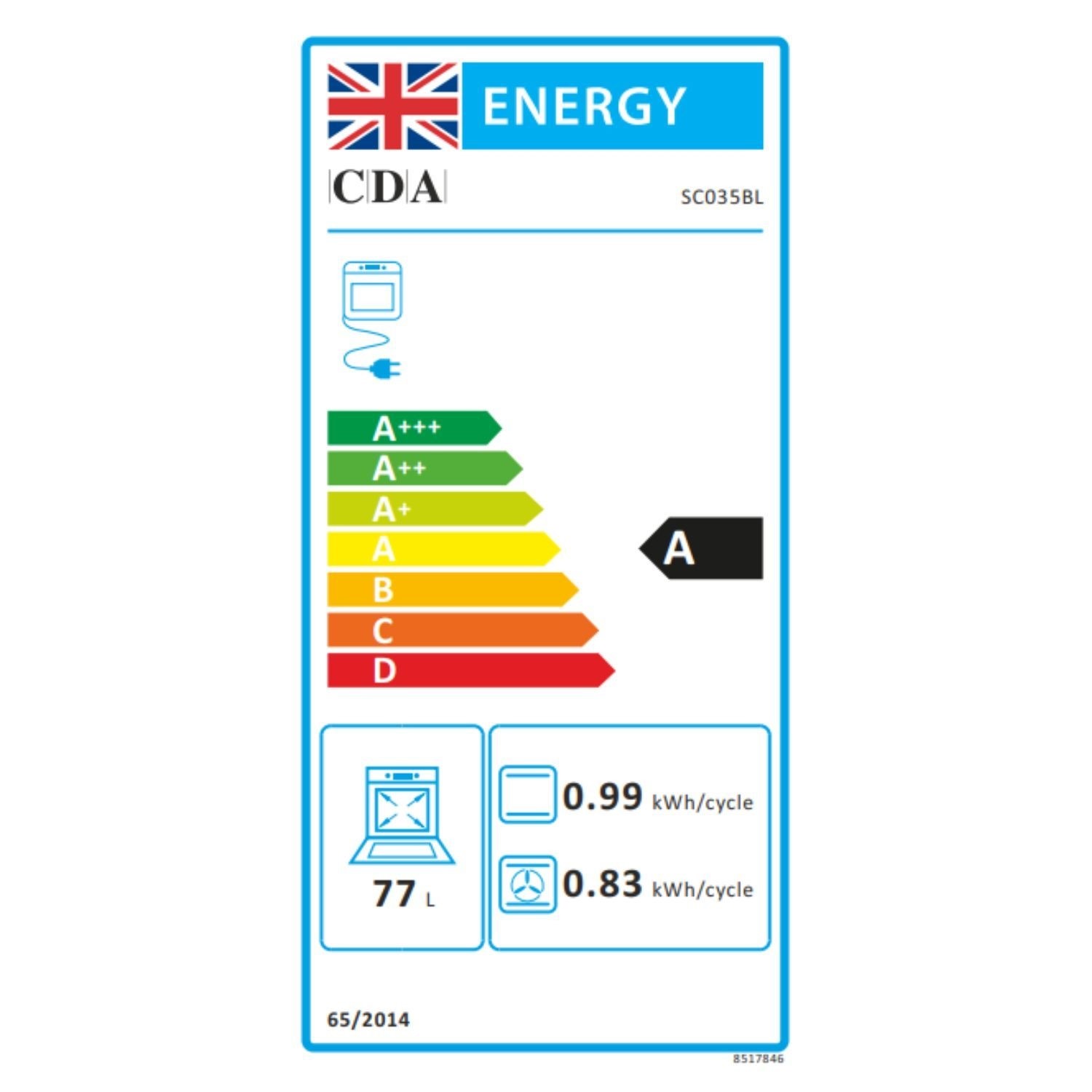 GRADE A2 CDA Electric Single Oven Black A2/SC035BL Appliances Direct