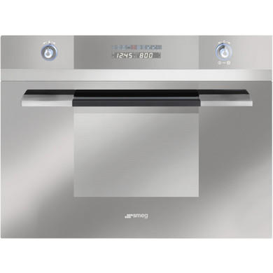 GRADE A1 - As new but box opened - Smeg SC45MCSG2 Linea Compact Combination Microwave Oven - Silver Glass