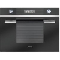 Smeg SC45MNE2 60cm Linea Compact Built In Microwave Oven With Grill Black Glass