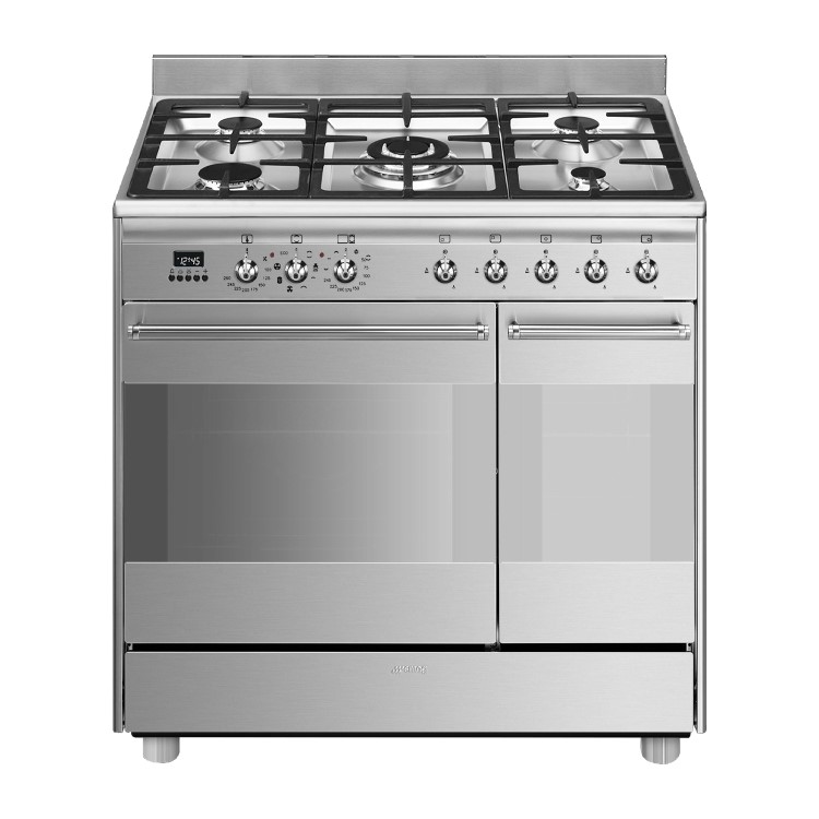 GRADE A2 - Smeg Concert 90cm Dual Fuel Range Cooker - Stainless Steel