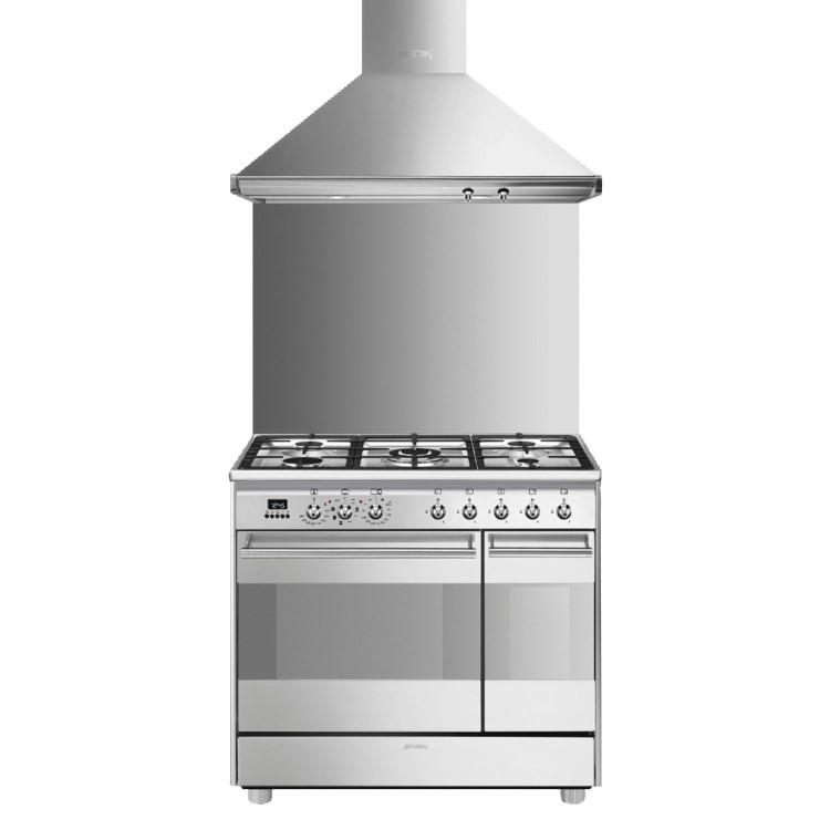 Smeg Concert 90cm Dual Fuel Range Cooker - Stainless Steel
