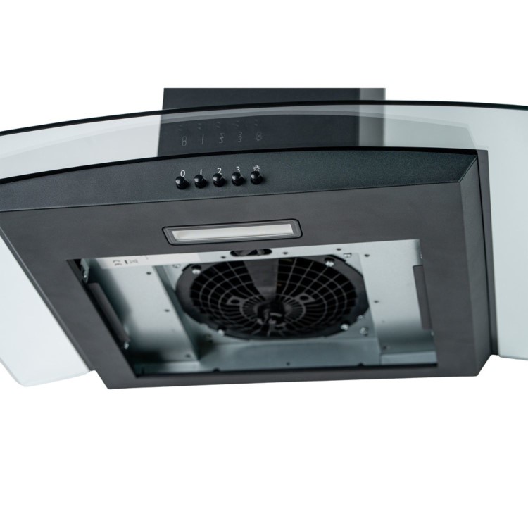 CDA 60cm Curved Glass Chimney Cooker Hood - Black