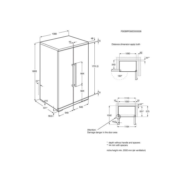 AEG RKE73211DM 54cm Wide Freestanding Fridge - Stainless Steel