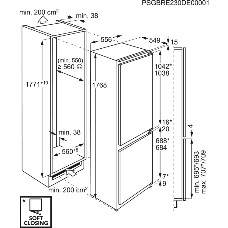 Refurbished AEG SCE818C5TC Integrated 245 Litre 70/30 Fridge Freezer