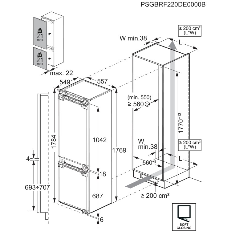 AEG 247 Litre 70/30 Integrated Fridge Freezer