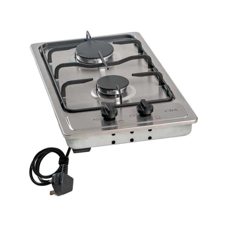 CDA 30cm 2 Burner Domino Gas Hob - Stainless Steel