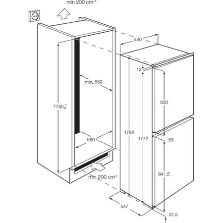 AEG SCS51810S0 50-50 Sliding Rail In-column Integrated Fridge Freezer