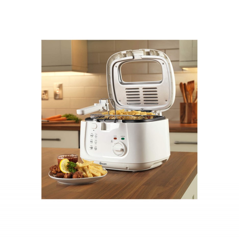 Swan SD6080N 2.5L Square White Deep Fat Fryer Appliances Direct