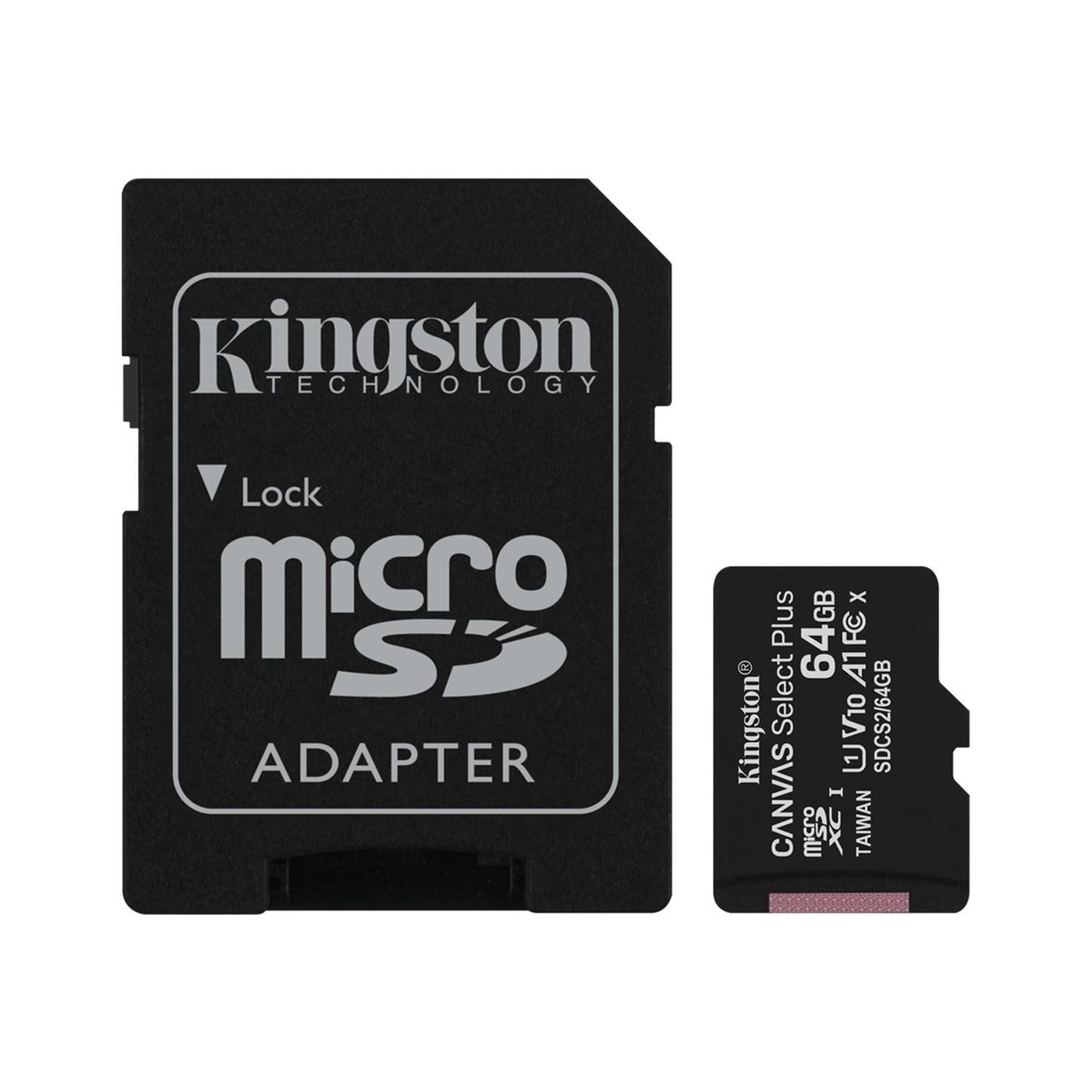 Kingston Canvas Select Plus 64GB UHS-I Micro SD Memory Card + SD Adapter