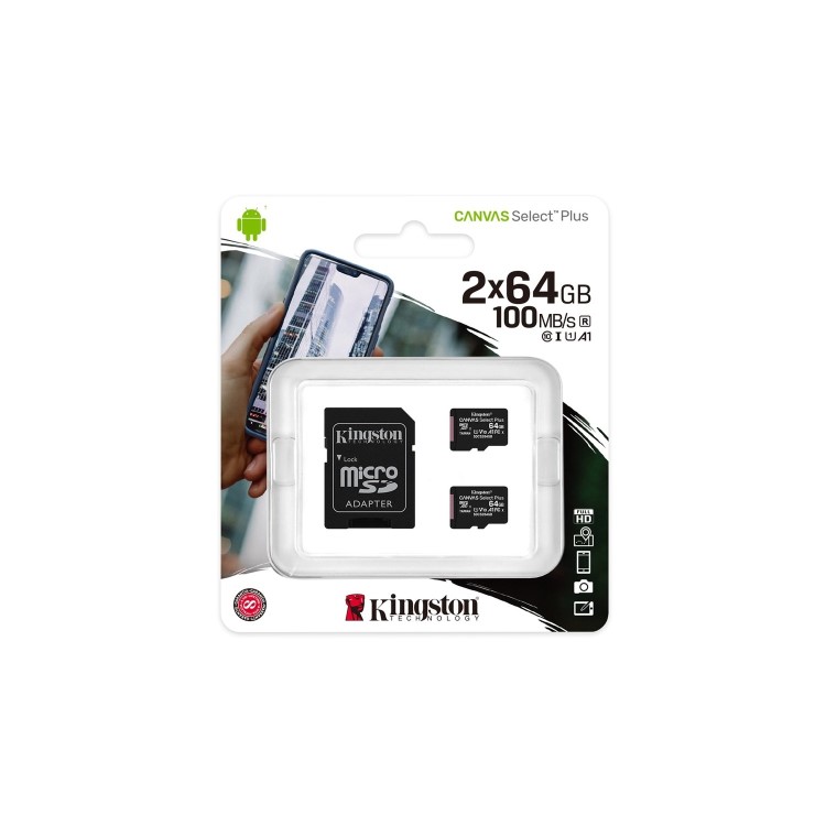 Kingston Canvas Select Plus 64GB UHS-I Micro SD Memory Card + SD Adapter