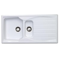 Astracast SE15WHFORDSK Sierra 1.5 Bowl Reversible Drainer Teflite Composite Sink - White