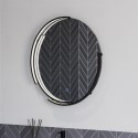 SE170063T0 Sensio Aspect Curve Round Black Heated Bathroom Mirror with Lights - 600mm