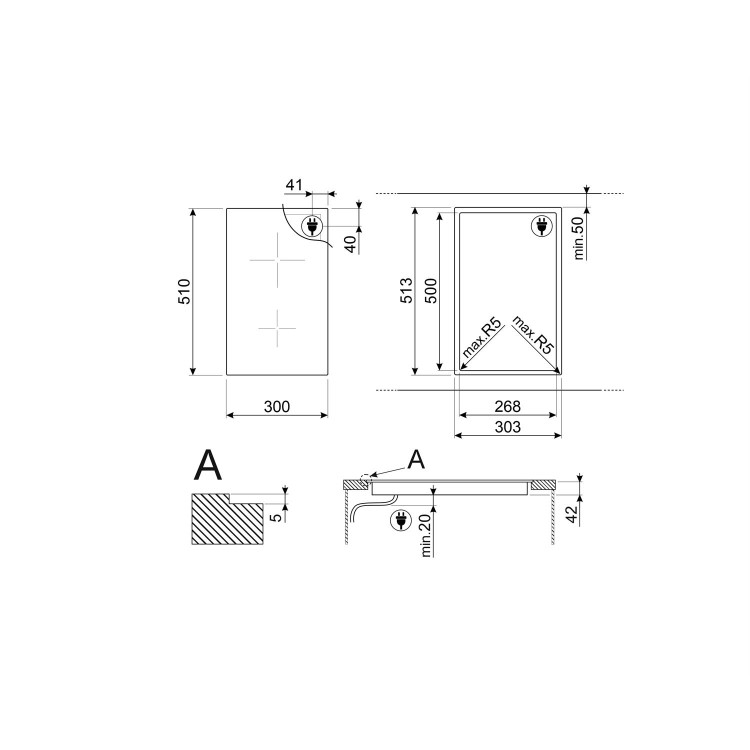 Smeg 30cm 2 Zone Domino Ceramic Hob